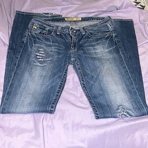 Big Star jeans boot cut faded with distressed patches